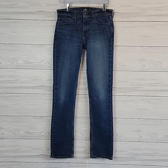 Hollister Epic Flex Slim Straight Blue Denim Jeans Womens Size Waist 28" - Picture 5 of 14